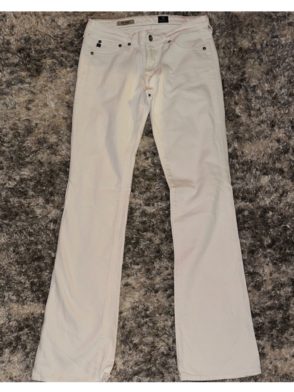 AG ADRIANO GOLDSHMIED • Angel Bootcut High-Rise Straight White Denim Jeans - Picture 2 of 8